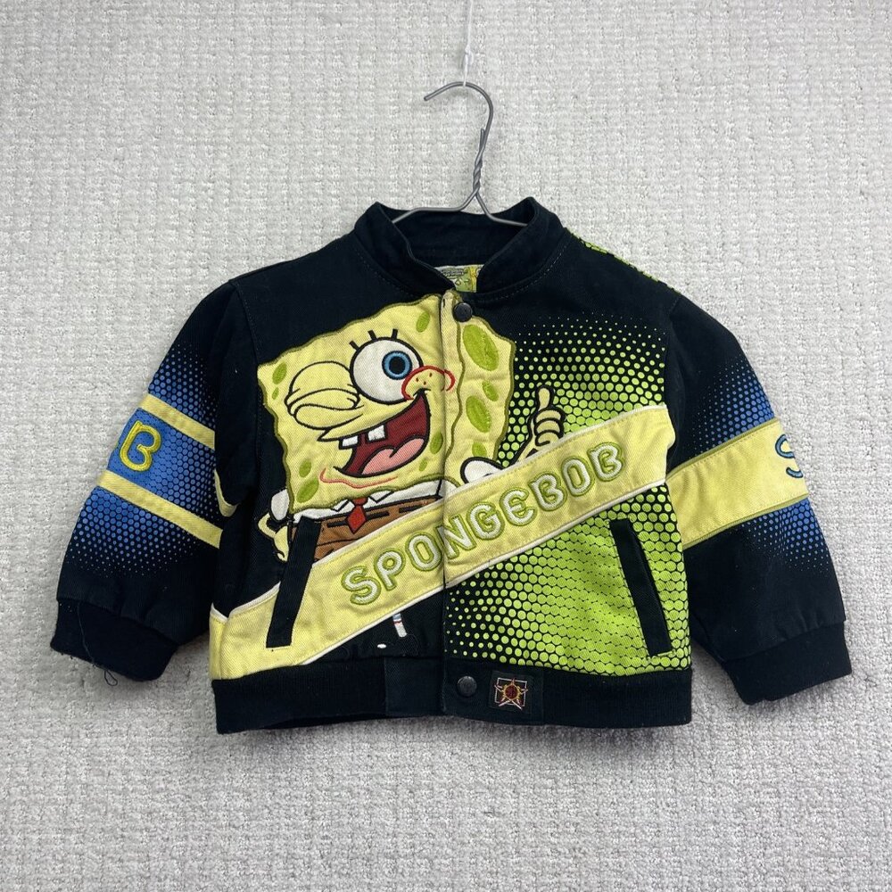 Vintage JH Design x Spongebob Nickelodeon Nascar Jacket Kids 3T Black / Yellow